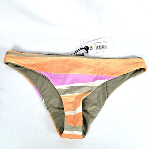 Prana Womens Gemma Reversible Mid-Rise Swim Bikini Bottom Size Small Orange